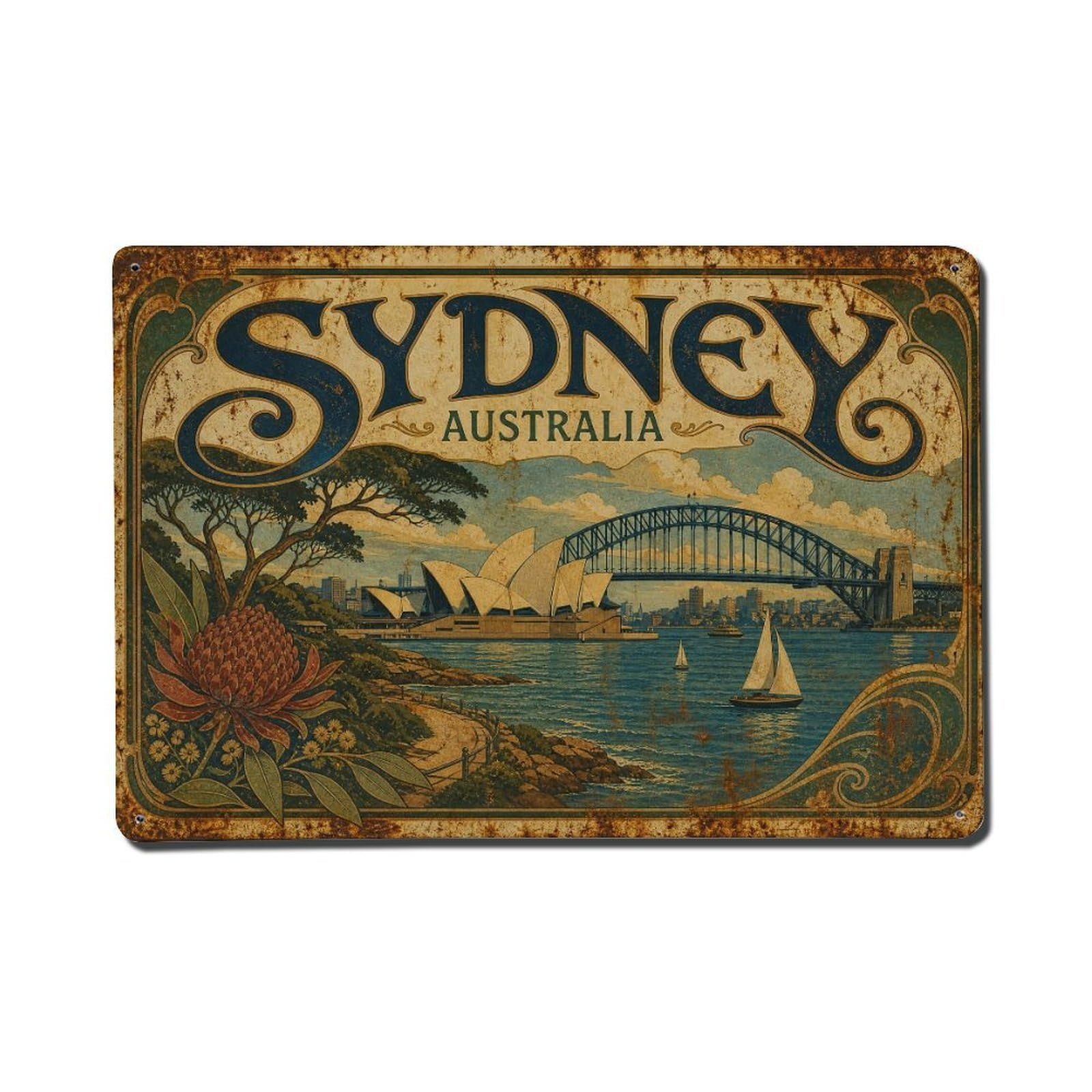 Heritage Sydney Australia Scenic Harbor City Travel Metal Tin Sign