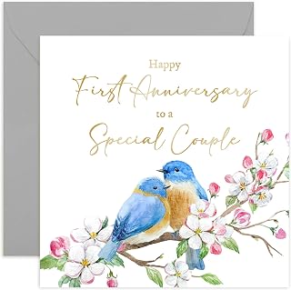 Special First Wedding Anniversary Cards for Couple - 1 Year Together Gift for Them - Daughter and Son in law Wedding Anniversary Greeting Cards