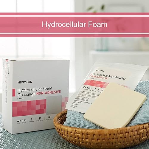 Miniatura 5 de McKesson Apósitos de espuma hidrocelular, estériles, no adhesivos, almohadilla de 4 x 4 pulgadas, 10 unidades, 10 paquetes, 100 en total
