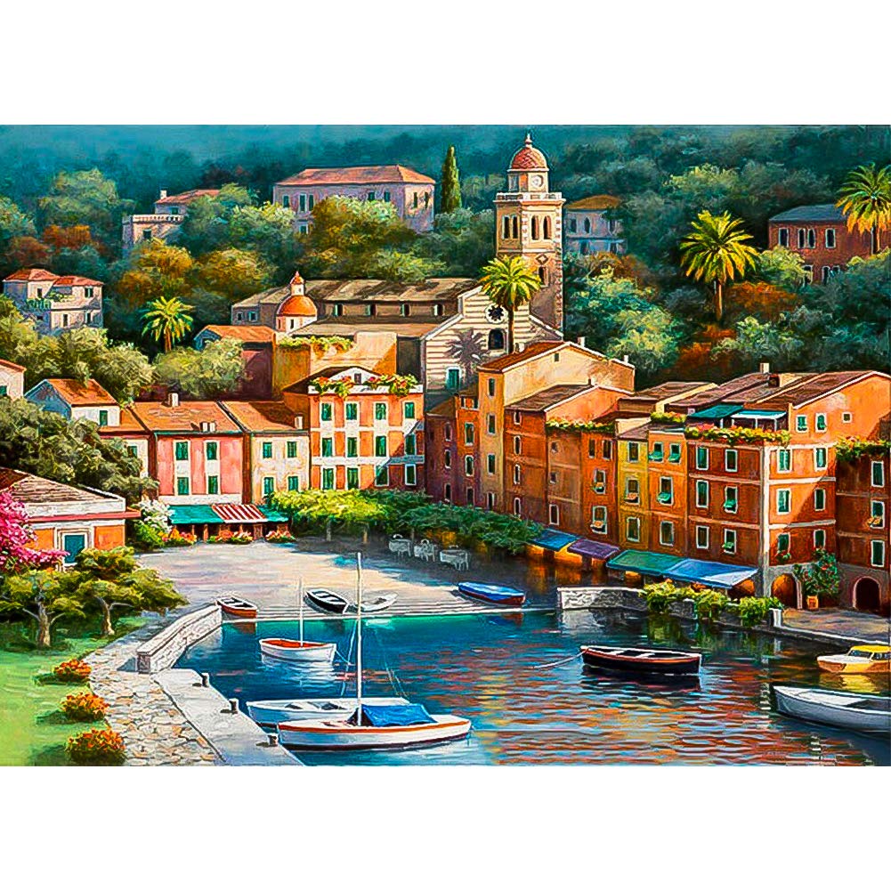 DIY 5D Diamond Painting Kits for Adults Kids House Full Drill Round Diamond Gem Art Beads Painting for Kids Perfect for Home Wall Decor(12x16inch)