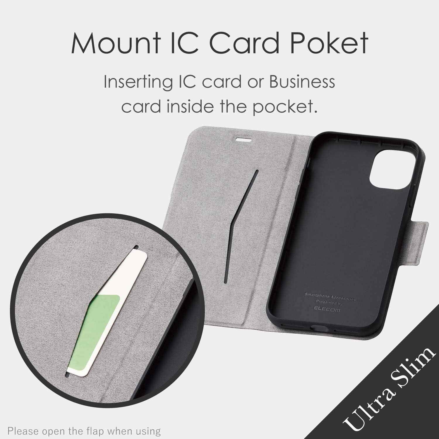 ELECOM Smartphone PU Leather Flip Case Slim and Magnetic Type/Compatible with iPhone 11/Carbon Black/PM-A19CPLFUCB