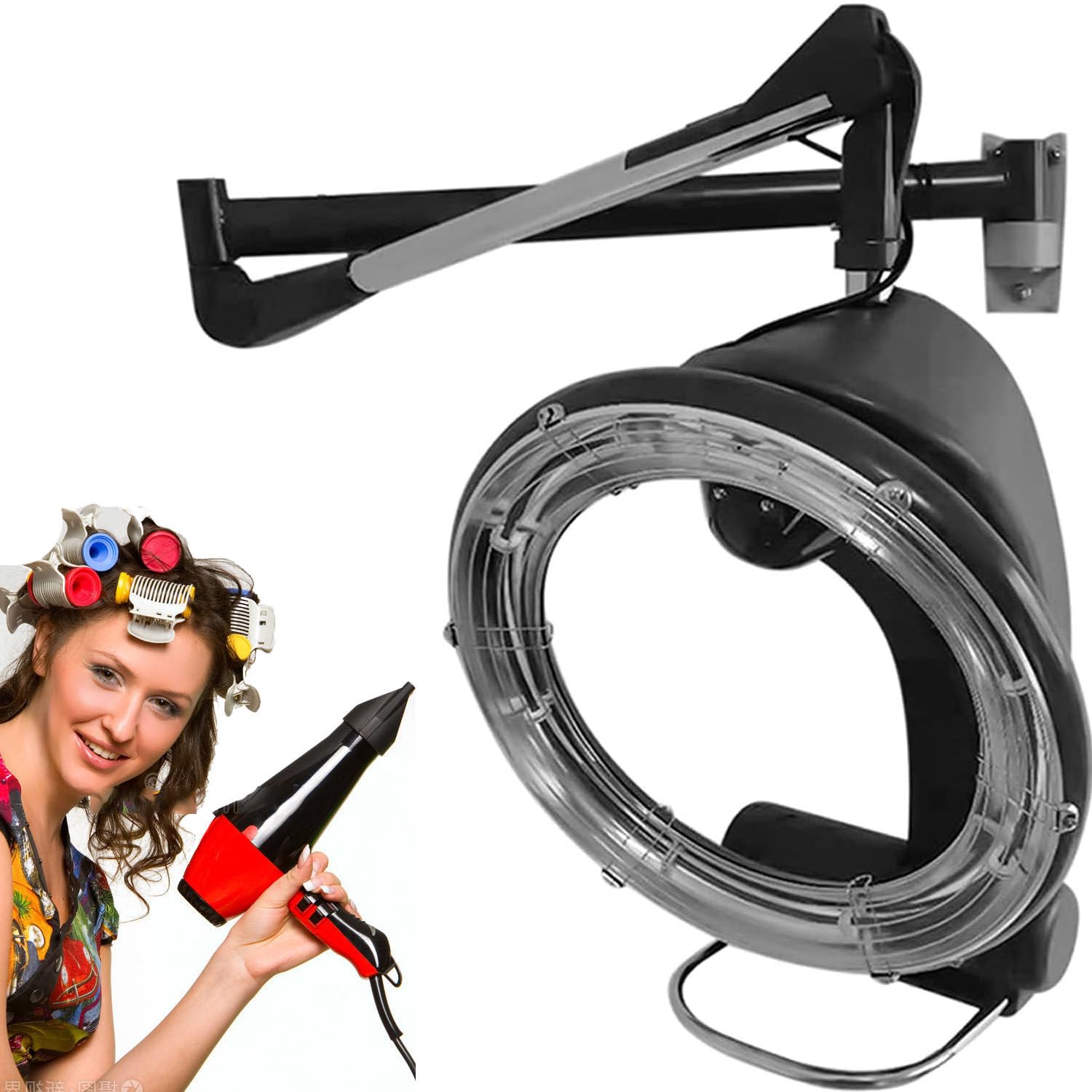 1200W Orbiting Hair Dryer Wall-Mounted Professional Salon Hair Steamer Color Processor Beauty Equipment Adjustable Steamer for Hair Salon