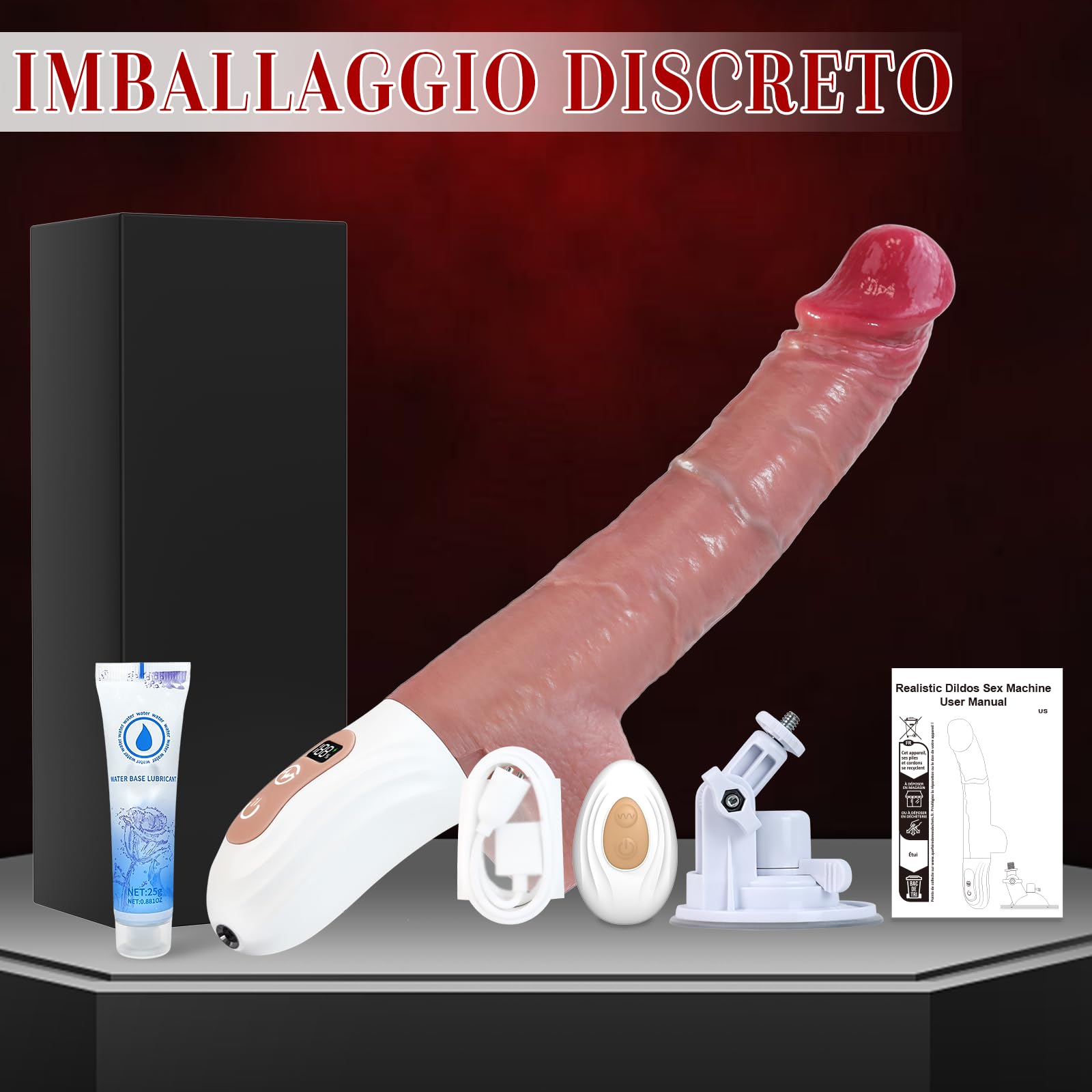Dildo Realistico Vibratoreper Donna Professionale - Sex Machine Dildo Anale Sexytoysys Donna Coppia con 9 Modalità di Spinta, Oscillazione e Vibrazione, Vibratore Anal Sex Toys Sessuali per Donna