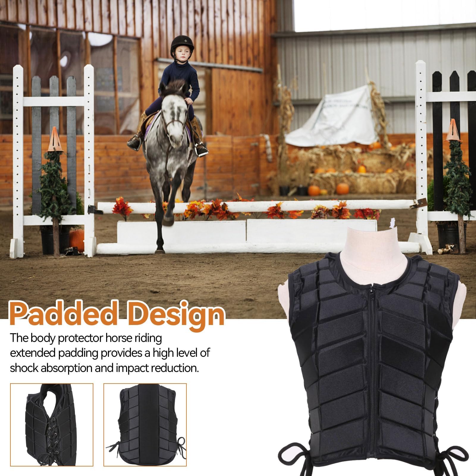 Gilet d'équitation, Gilet d'équitation, Gilet de Protection Equitation Enfant, Gilet d'équitation rembourré EVa, Protection du Corps, équipement de Protection Dorsale pour Enfants et Adultes