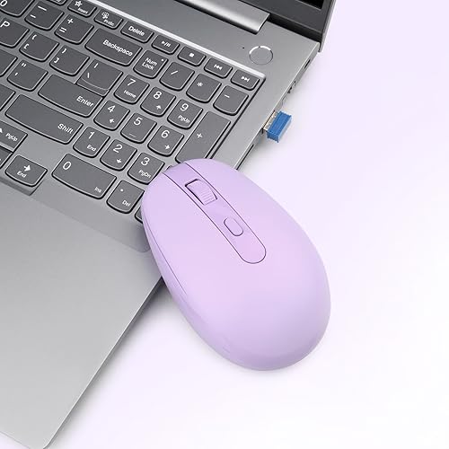 Miniatura 7 de Rii Ratón inalámbrico RM700 2.4G silencioso con receptor USB Nano para laptop, PC, Mac, Chromebook, ventanas (morado)