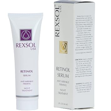 REXSOL Retinol Serum Anti terinking Firming | أفضل مصل مضاد للأكسدة للوجه | فيتامين C النقي للوجه ، مصل فيتامين الريتينول النقي | مصل مضاد للتجاعيد لعلاج التجاعيد العميقة 2 FL OZ