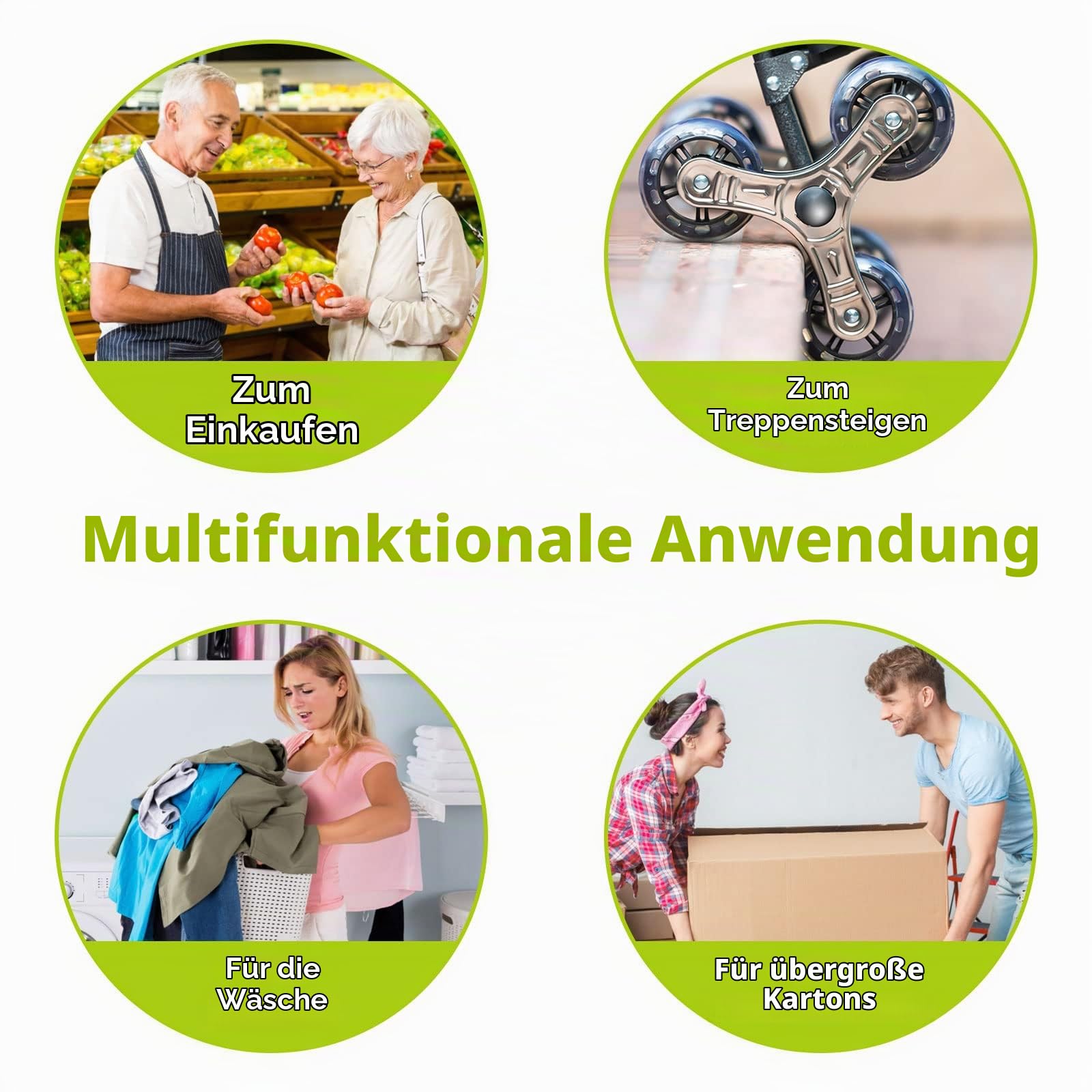 Faltbarer Einkaufstrolley (56 L),Robuster Einkaufswagen mit 6 Metallrädern, Abnehmbarer Kühltasche & Einkaufstasche,Praktischer Transportwagen für Zuhause und den Einkauf
