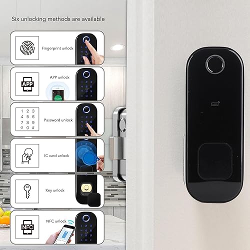 Miniatura 4 de Cerradura de puerta de entrada sin llave Cerradura de cerradura de huella digital Cerradura de bloqueo eléctrico de control remoto para uso doméstico