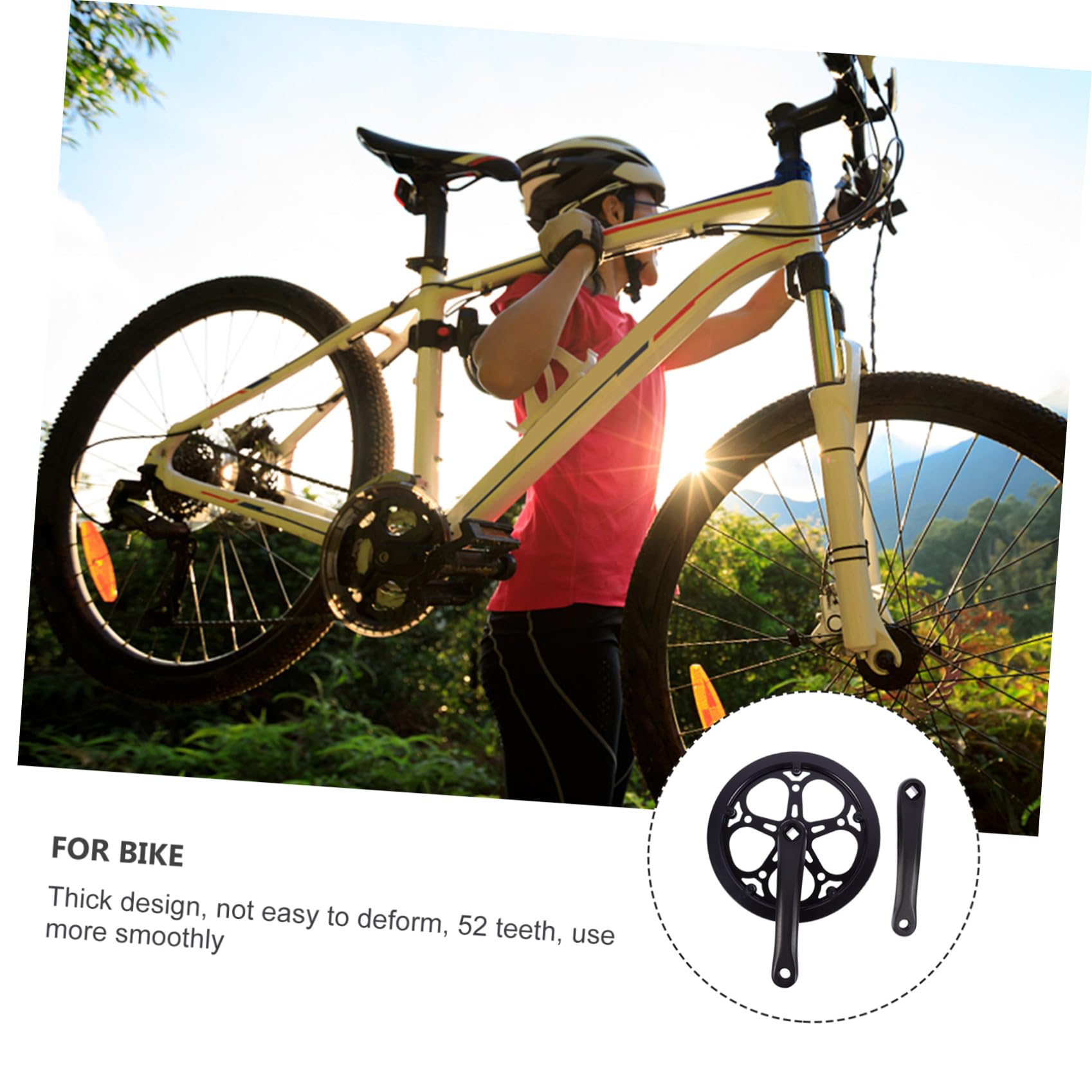 Outanaya Guarnitura Singola Bici 170 MM Corona 52 Denti in Ferro Pedivella Cava Resistente per Bici da Corsa e Scatto Fisso Accessorio Ricambio Trasmissione Ciclismo
