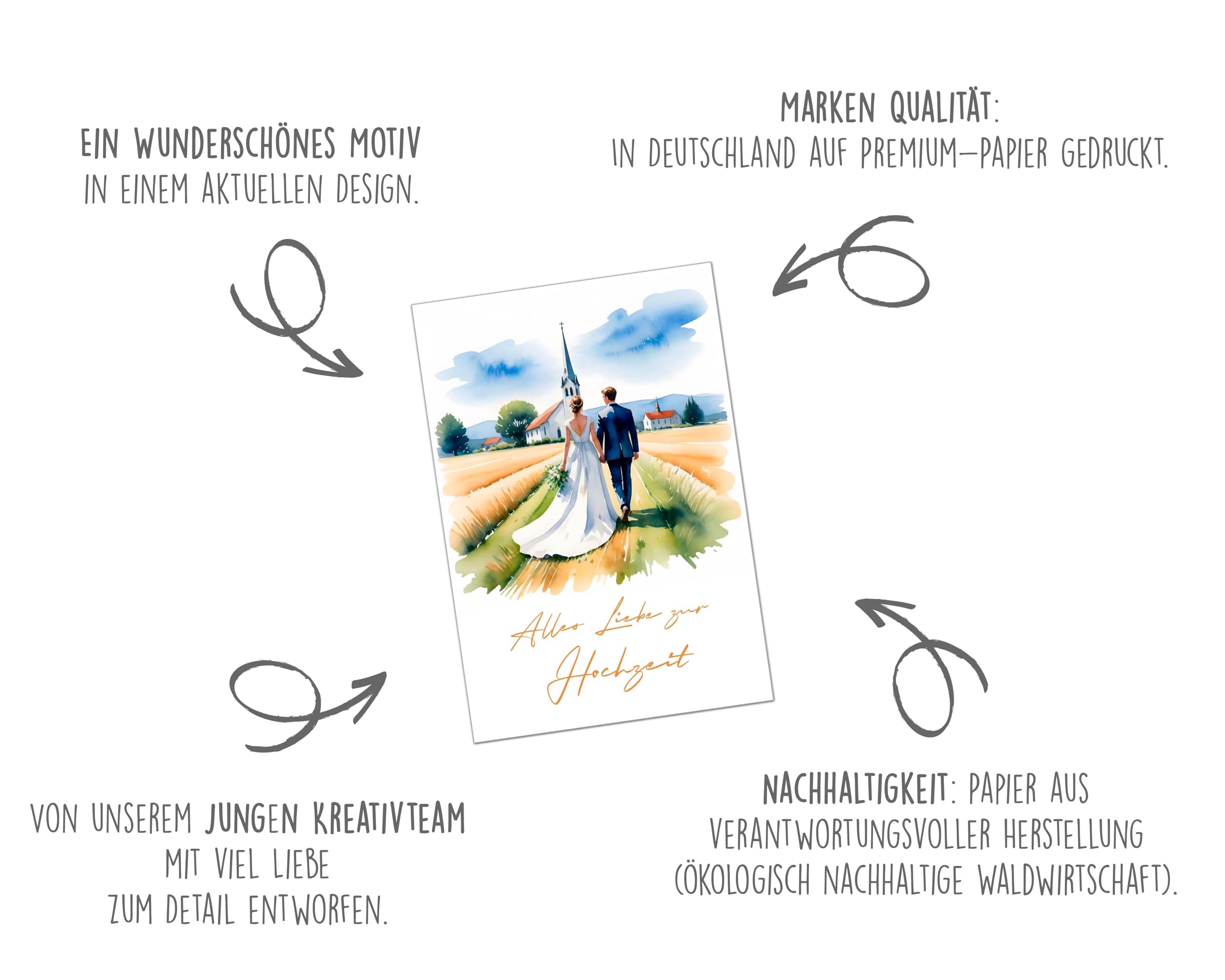 Edition Seidel Biglietto Auguri Matrimonio Con Busta - Cartolina Tedesco Design Elegante (H198 SW023)