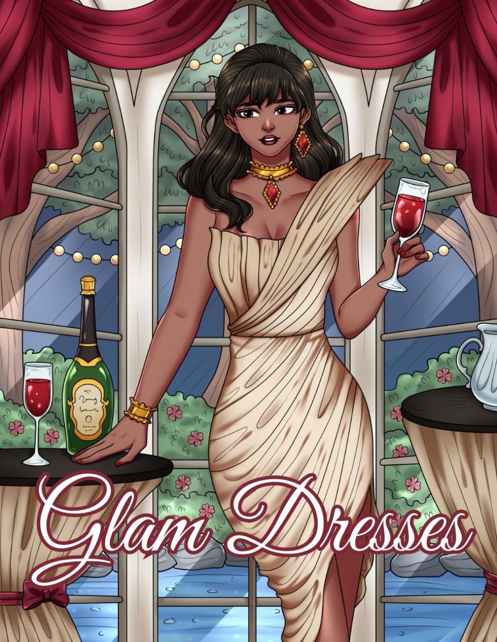Glam Dresses: A Coloring Book Featuring Beautiful Girls in Fashionable Glamorous Dresses for Adults, Women, Teens, and Kids for Relaxation and Stress-Relief