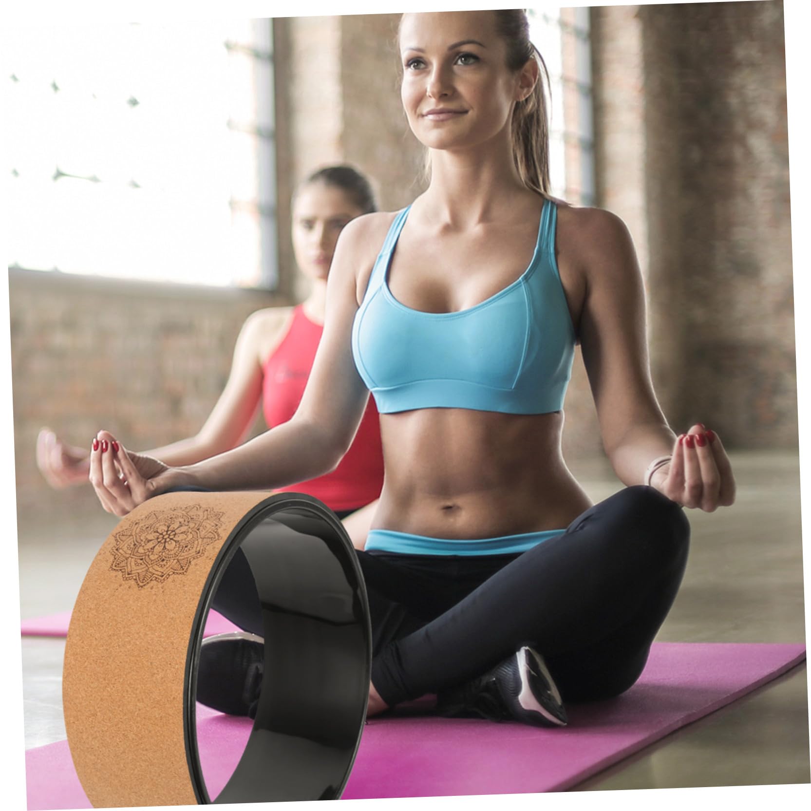 POPETPOP Ruota Yoga in Sughero Naturale Supporto Multifunzionale per Stretching Schiena e Correzione Allenamento Yoga Antiscivolo e Resistente per Esercizi Fitness e Backbend