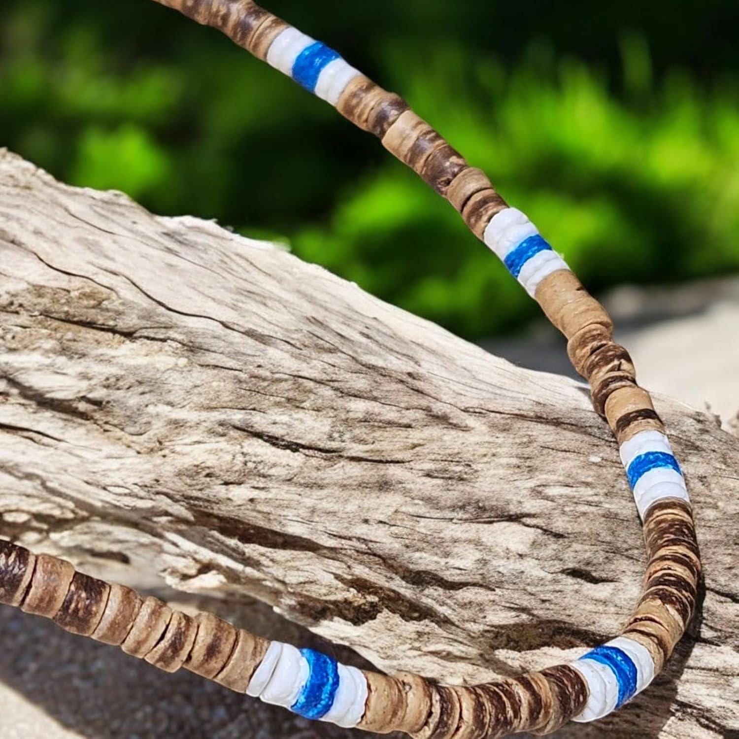 BlueRica Puka & Coconut Shell Beads Necklace (18")