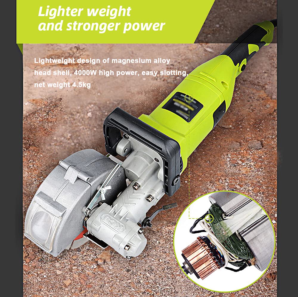 Rozadoras EléCtricas, MáQuina Ranuradora De Pared Industrial 4000W, MáQuina Cortadora De Pared De Barras De Acero Para Baldosas De MáRmol, 125 Mm, 7500 Rpm, Profundidad: 37 Mm, Ancho: 33 Mm