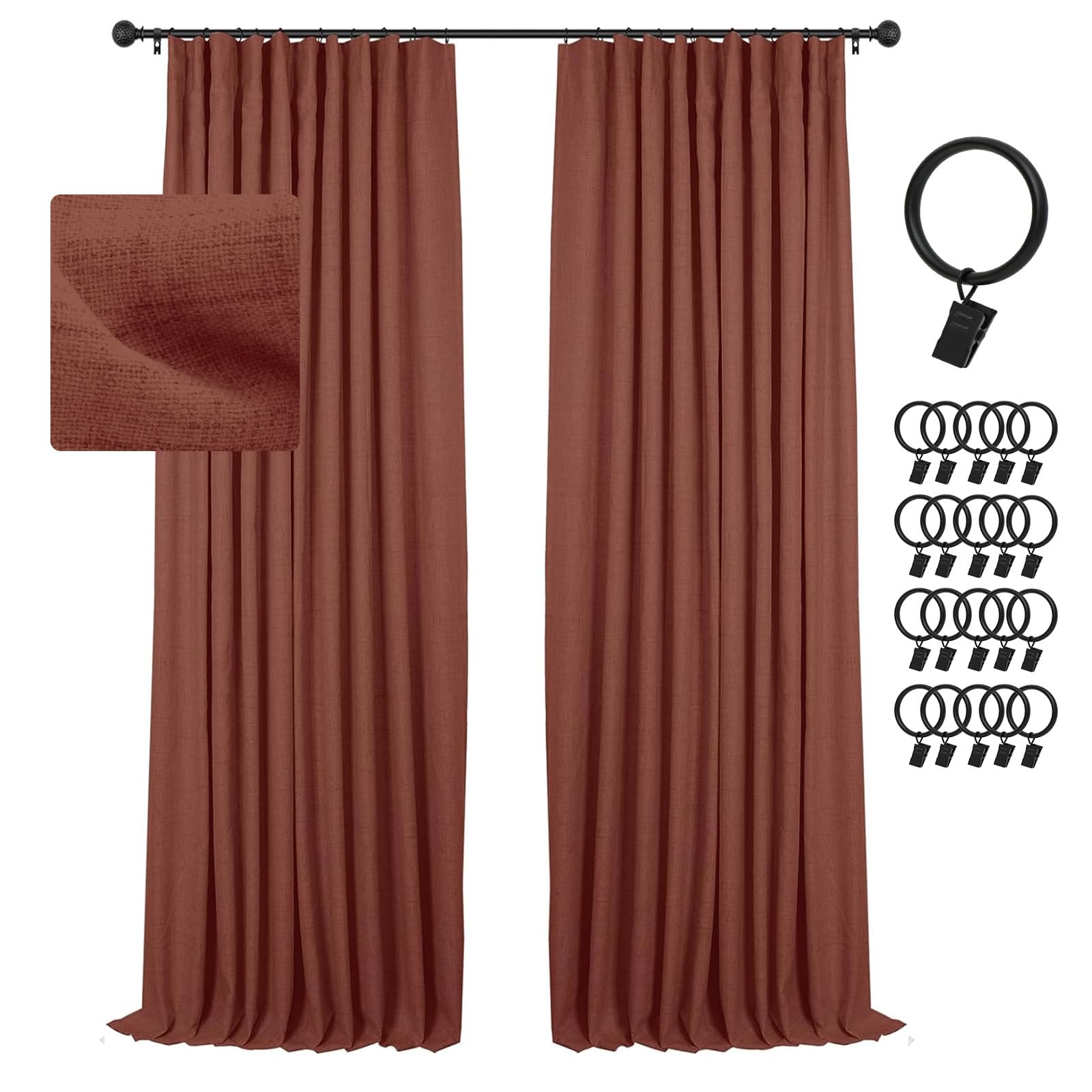 INOVADAY 100% Blackout Curtains for Bedroom Black Out Curtains 84 Inch Long