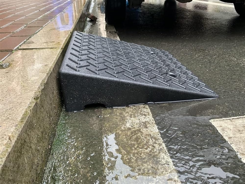 Rampa para silla de ruedas, rampa de umbral de goma antideslizante para puertas, entradas de vehículos, baños, construcción de goma sólida duradera