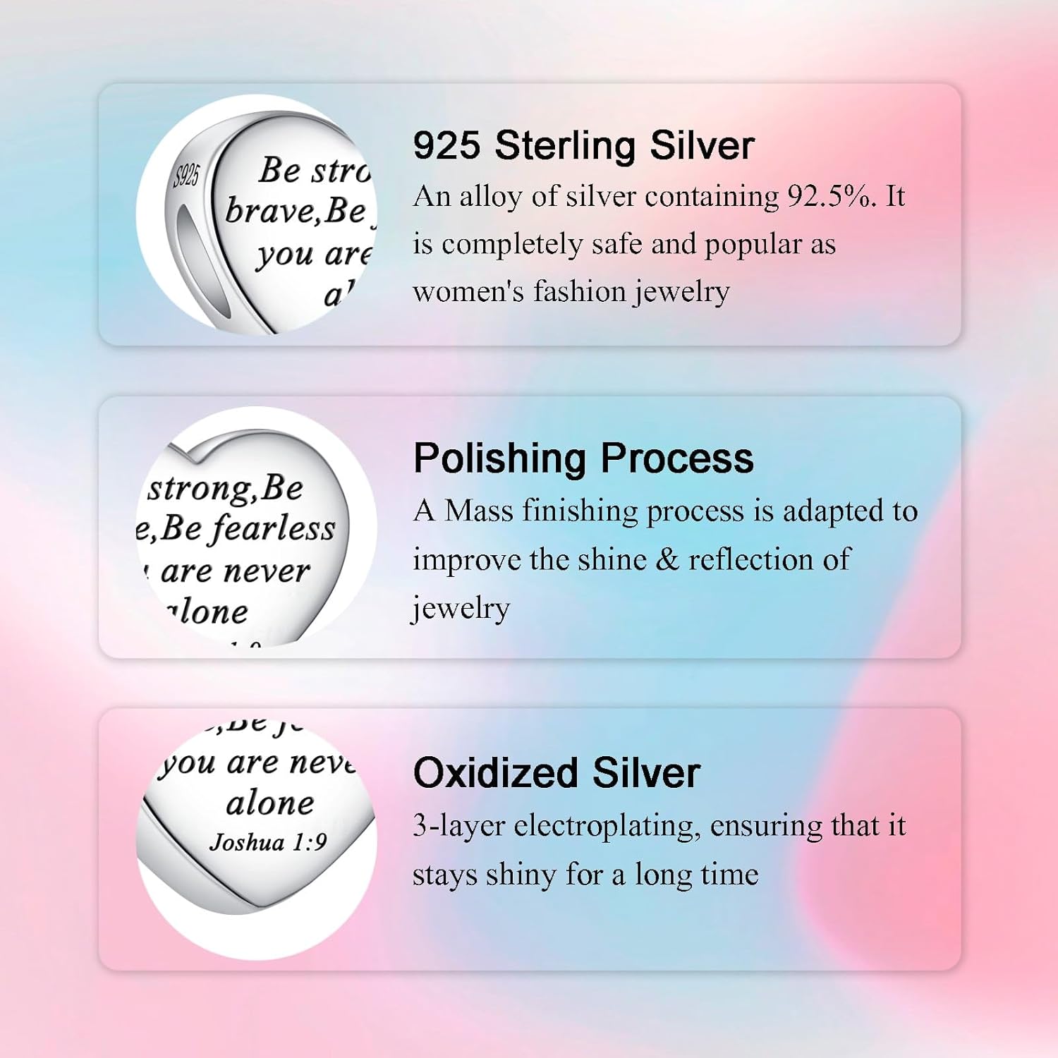 Bible Family Mom Wife Love Heart Dangle Charm 925 Sterling Silver Charms fits Bracelets and Necklace Pendant Bead Charms Jewelry Present for Women Family Friends - Image 6