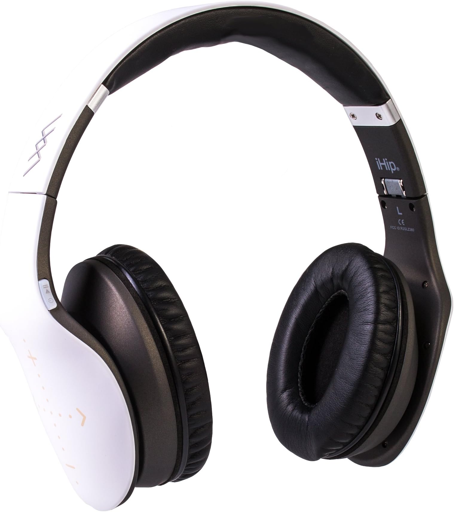 Zeikos iHip Side Swipe Touch Control Wireless Bluetooth Headphones Over Ear - Foldable, Soft Memory-Protein Earmuffs, w/Built-in Mic and Wired Mode for PC/Cell Phones/TV - WHITE - Touch Only (IPRF004833)