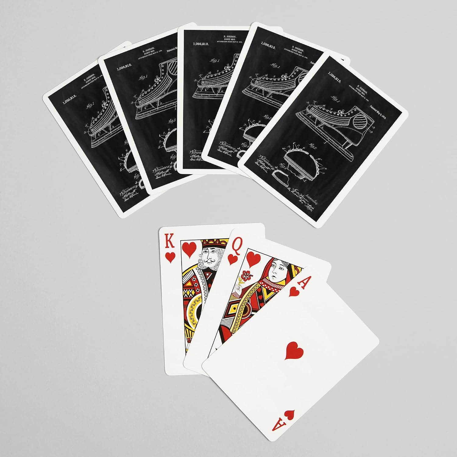 Lantern Press Blackboard Patent, Hockey Shoe, 52 Playing Cards for Adults, Poker Size Card Deck