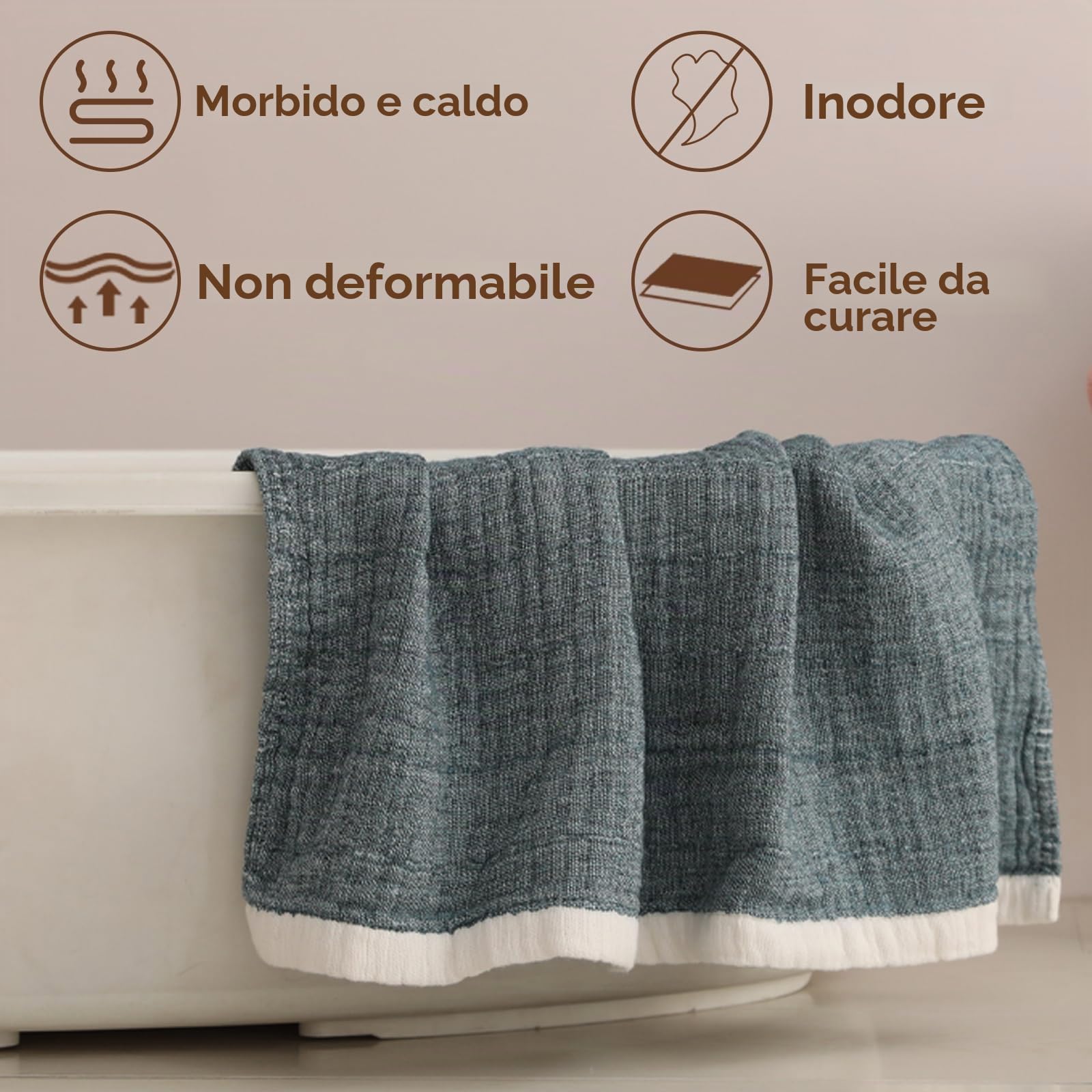 SE SOFTEXLY Coperta Morbida Grigio,Coperta di Cotone Coperta Fluffy di Alta Qualità,Coperta in Mussola di Cotone Leggera e Confortevole per Tutta la Stagione,150 x 200 cm