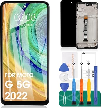 for Moto G 5G 2022 Screen Replacement for Moto G 5G 2022 LCD Display for XT2213 XT2213-3 Touch Screen Digitizer Assembly Replacement Repair Parts with Frame
