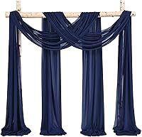 Vista 196 de Tela para envolver arco de boda, 4 paneles de 28 x 20 pies, cortinas de arco de boda rosa para ceremonia, cortinas de tela de gasa para cenador