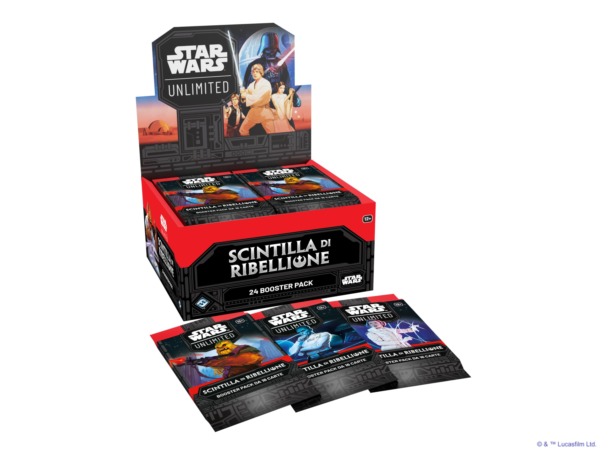 Asmodee Star Wars: Unlimited TCG Scintilla di Ribellione, BOOSTER DISPLAY (Set di 24 Booster Packs), Gioco di Carte Collezionabili per Bambini e Adulti, 12+ Anni, 2+ Giocatori, Ediz. in Italiano