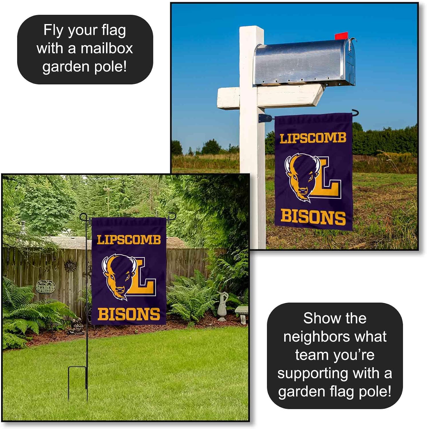 College Flags & Banners Co. Lipscomb Bison Wordmark Logo Garden Banner Flag