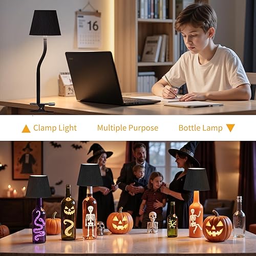 Miniatura 7 de Lámpara de mesa inalámbrica para bricolaje, lámpara de escritorio recargable y flexible de 2500 mAh, atenuación continua, lámparas de noche modernas