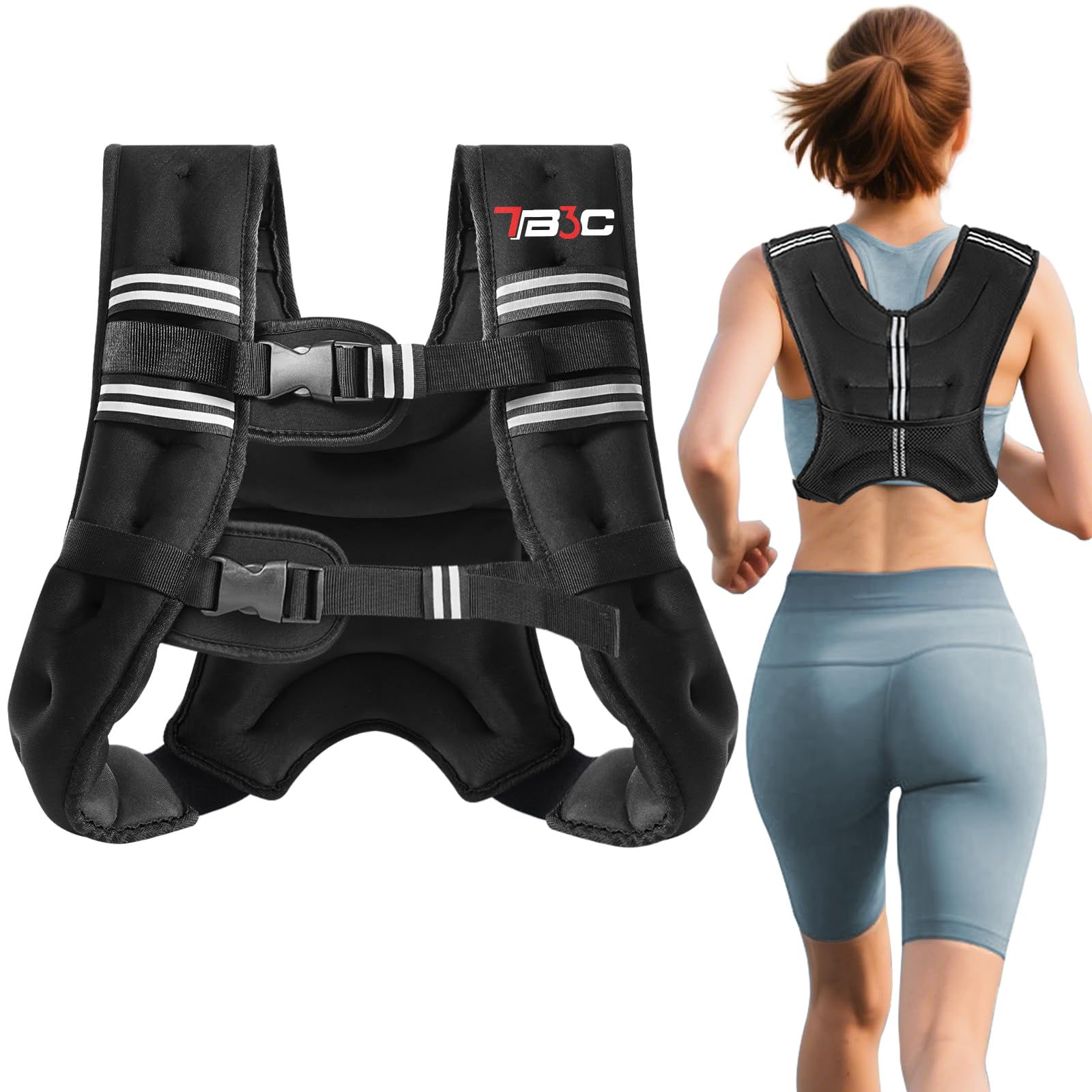 Weighted Vest with 16lbs Weights and Reflective Stripe, Weight Vest Men Women for Strength Training, Running, Jogging, Fitness, Weight Loss