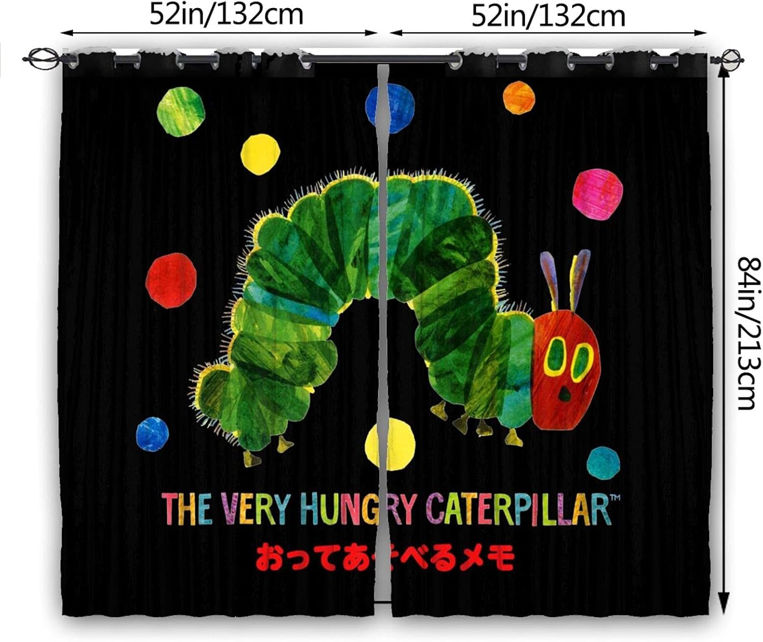 はらぺこあおむし 絵本 カーテン ドレープカーテン のれん 断熱カーテン 遮光カーテン 目間仕切り 1級遮光 両開き2枚組 遮熱 防