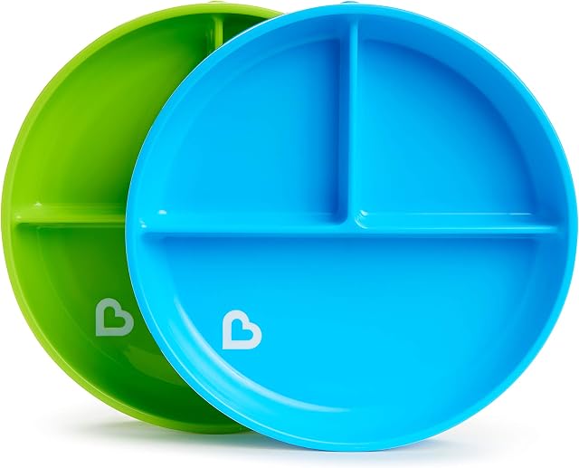 Munchkin Stay Put Divided Suction Plates, Blue/Green