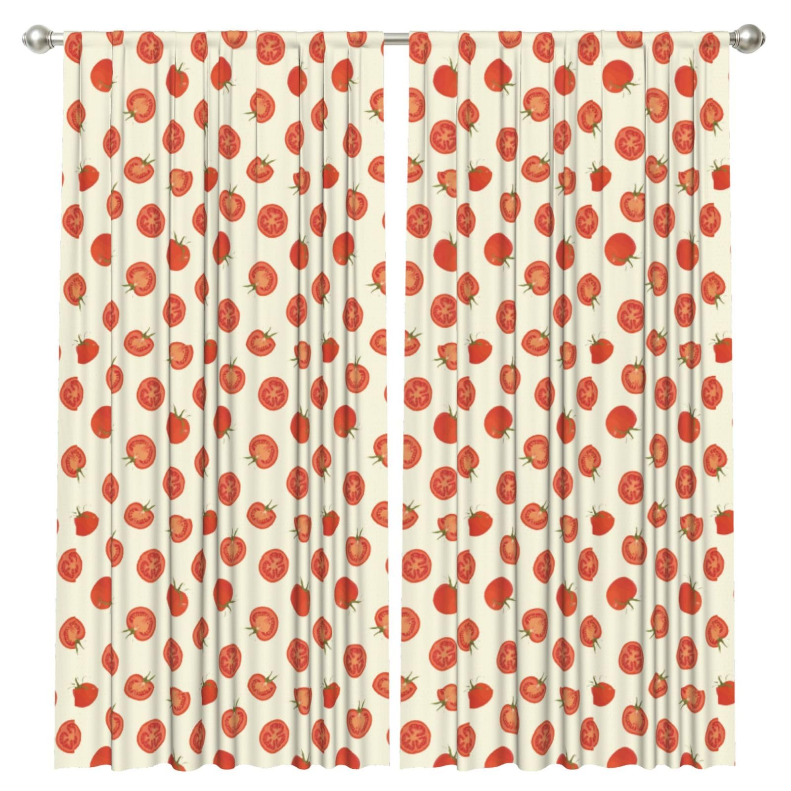 InOmak Tomato Fruit Lover, 2 Panels Window Curtains 52 x 84 Inch Blackout Curtains for Living Room Bedroom