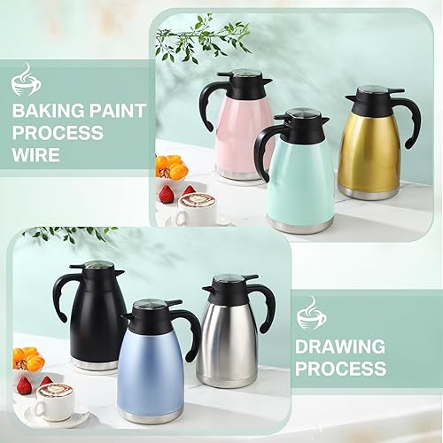 Miniatura 6 de Ziliny 6 jarras térmicas de café de 50 onzas para mantener el café caliente y frío, té las 24 horas, botella térmica al vacío de acero inoxidable de