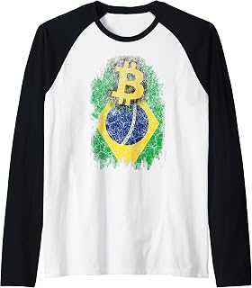 Bitcoin Crypto Brazil Cryptocurrency Brazilian Raglan Baseball Tee