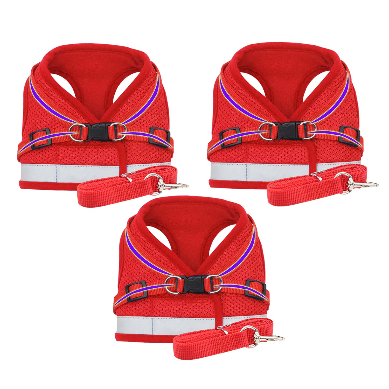 Kuber Industries Reflective Dog Harness with Adjustable Leash|Breathable Polyester Mesh Fabric |Medium Size|HT-844|Comfortable No-Pull Grip|Quick Release Buckles|Easy On-Off Harness|Red (Pack of 3) (B0CVGVCD53) Amazon Price History, Amazon Price Tracker