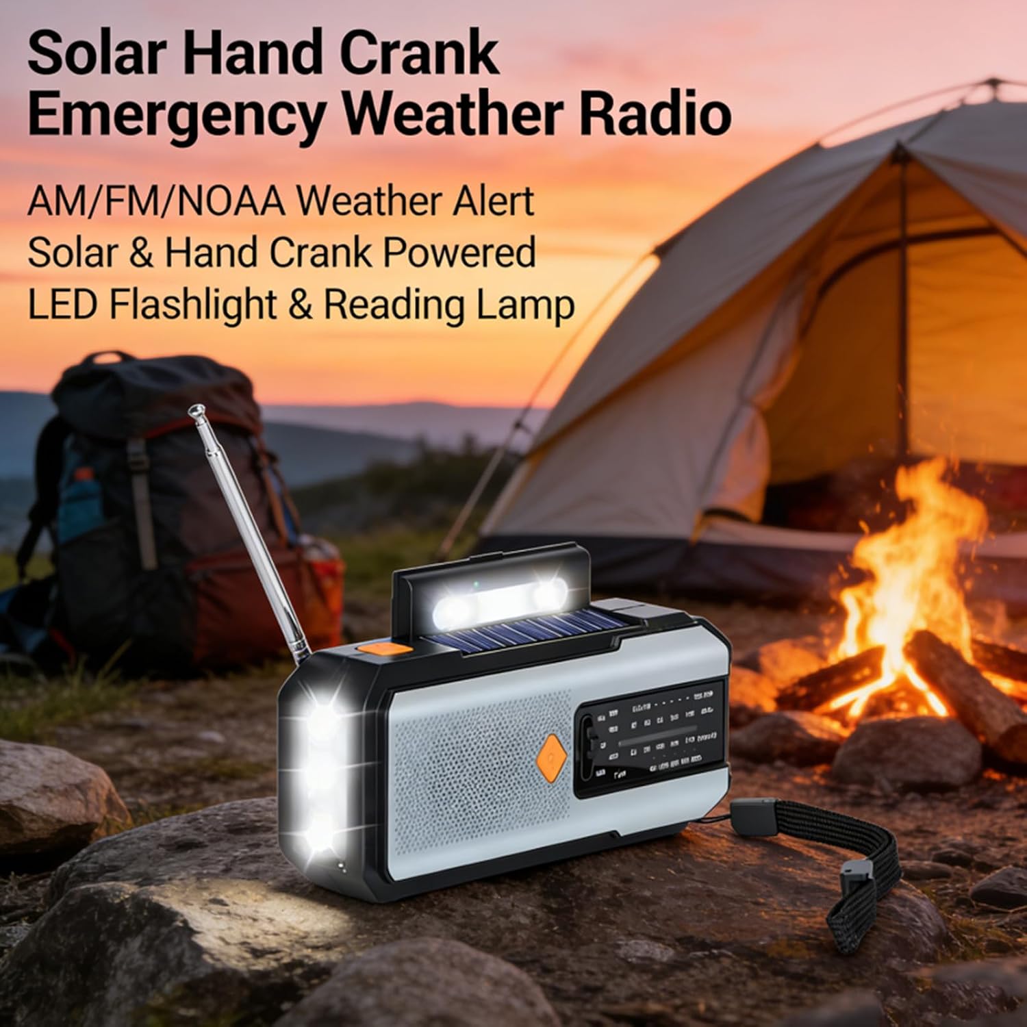 Solar Hand-Crank Emergency Weather Radio, Crank Radio Solar Charging with Flashlight and Power Bank, Emergency Radio: Solar Hand Crank & NOAA Weather Alerts, for Home Outdoor Survival (Green)