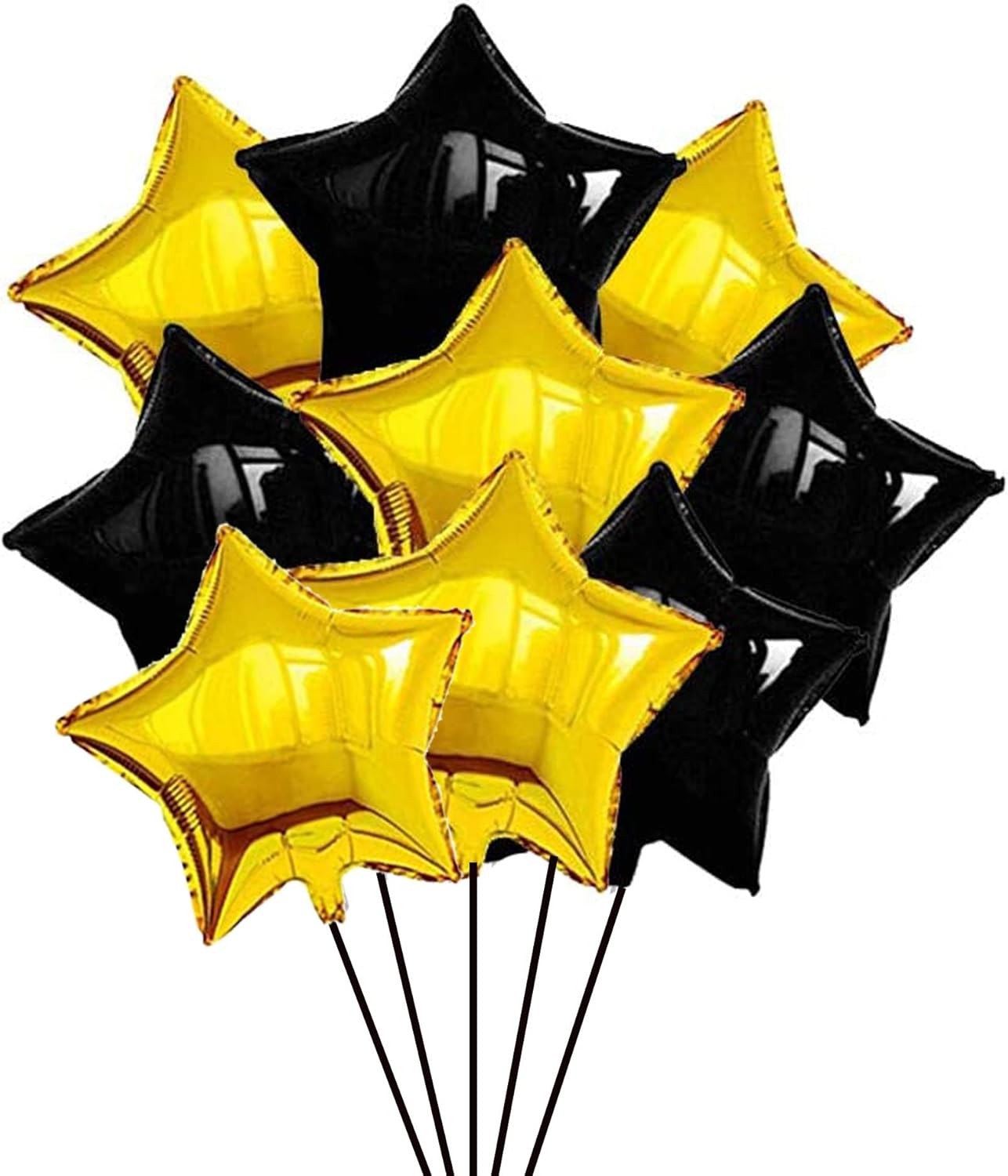 16PCS 18 Inch Gold Black Star Shape Foil Balloon Star Mylar