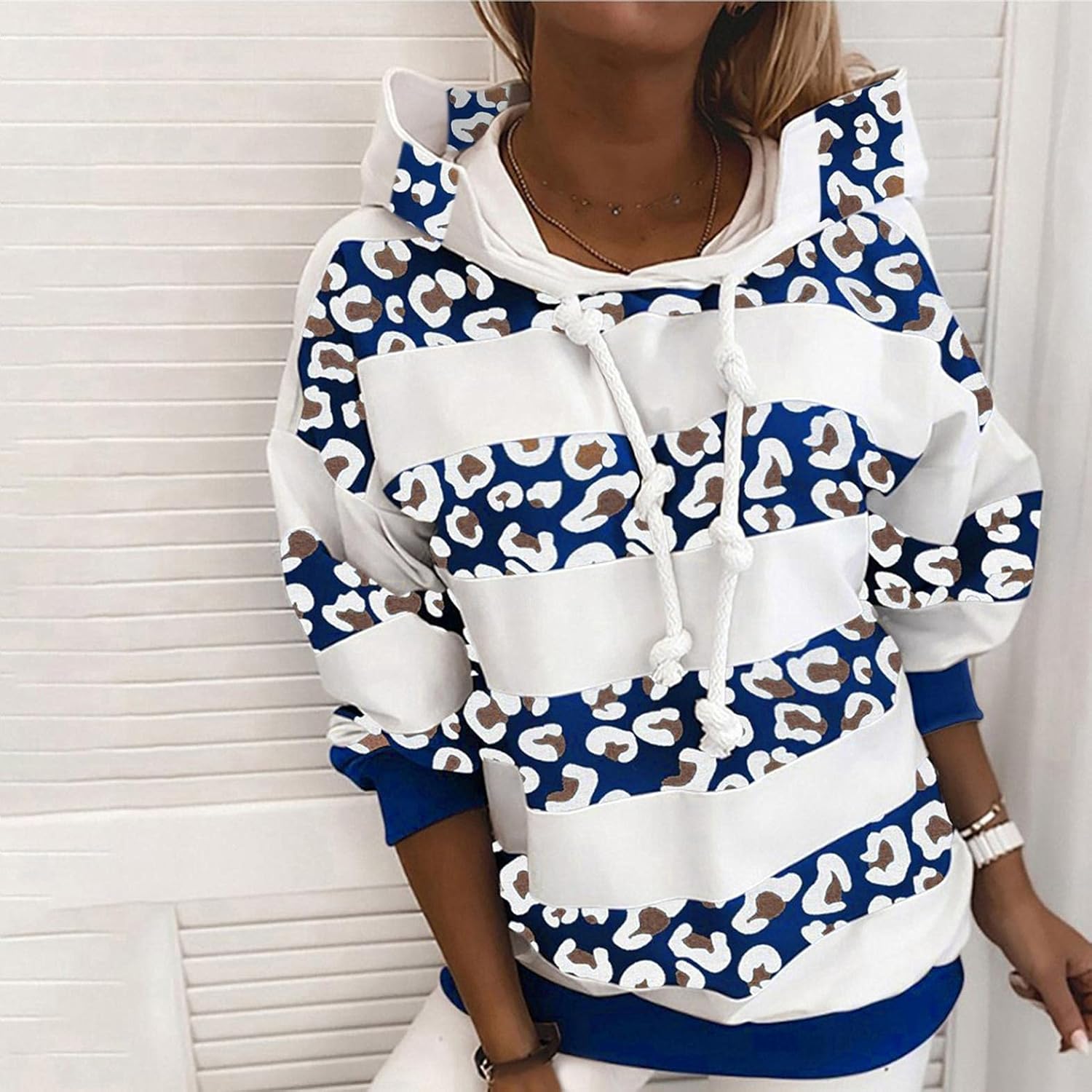 NEEKEY Women's Fall Winter Hoodies Long Sleeve Pullovers Casual Striped Print Tunic Shirt Casual Sweatshirts Tops Blouses at  Women’s Clothing store