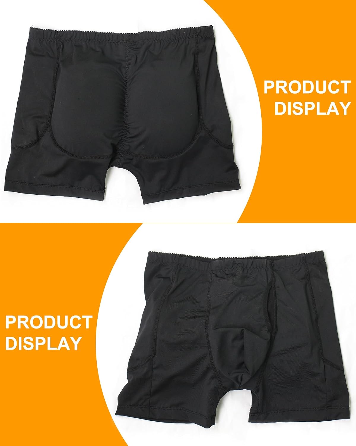Mens Padded Underwear, Hip Lift Boxer Briefs Body Shaper, Butt Lifter Shapewear Shorts with Detachable Pads