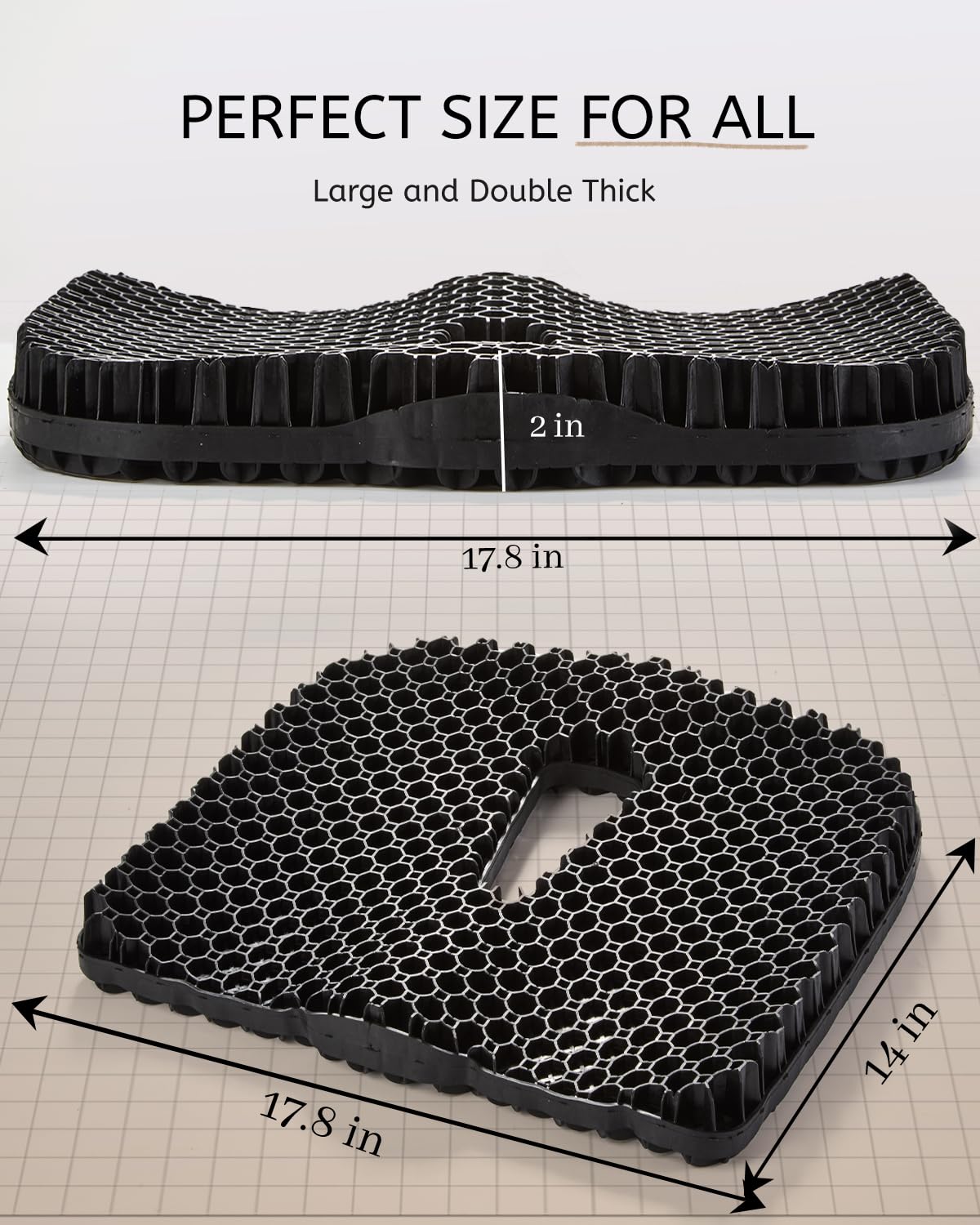 Cojín de asiento de gel para sentarse durante mucho tiempo y aliviar el dolor de cadera (tamaño grande), cojines 3D refrescantes para silla de oficina, coche, silla de ruedas, funda