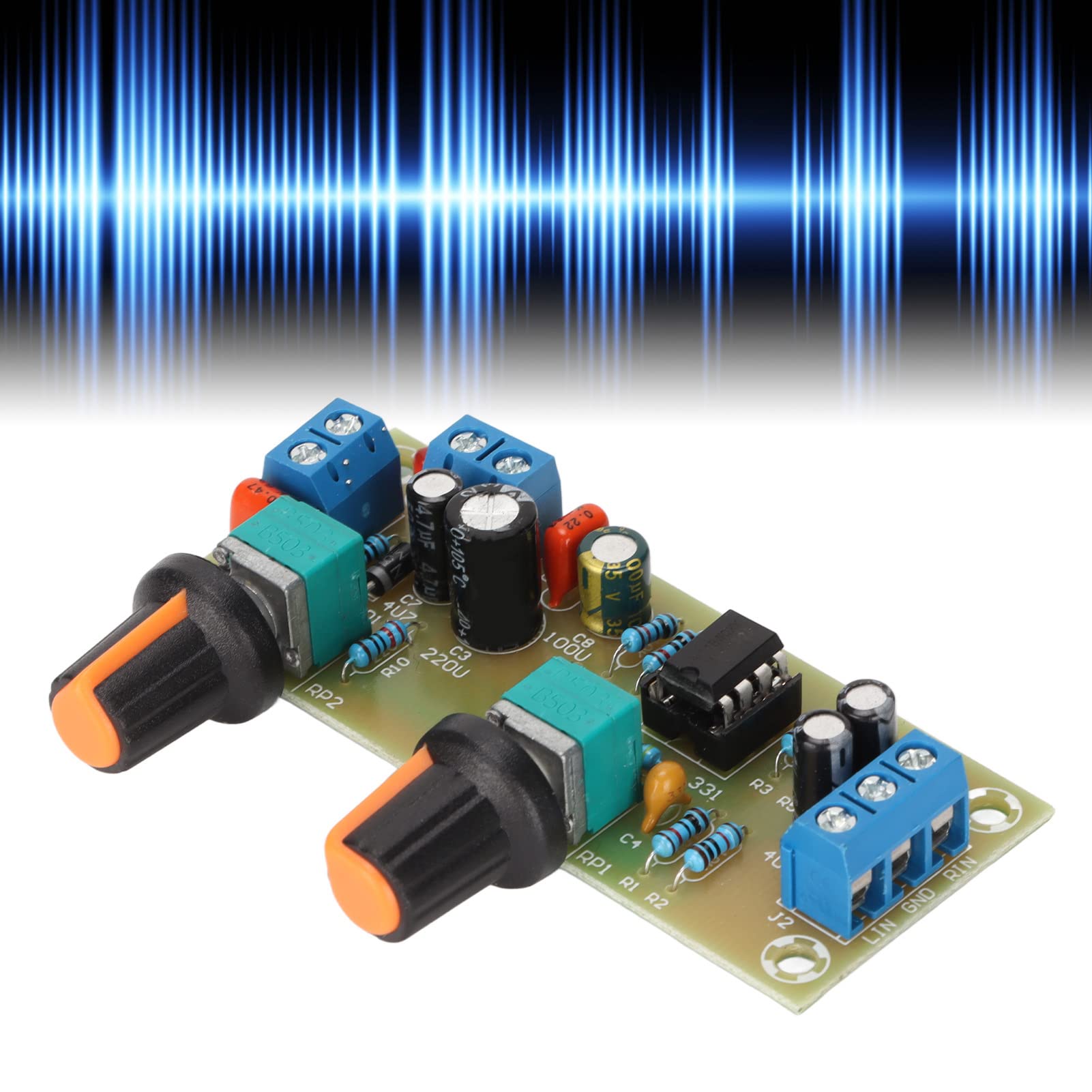 Annadue Placa de Preamplificador, Placa de Preamplificador de Subwoofer de Fuente de Alimentación única de 12 V, Módulo de Preamplificador de Audio Estéreo, Placa de Filtro de Paso bajo HiFi.
