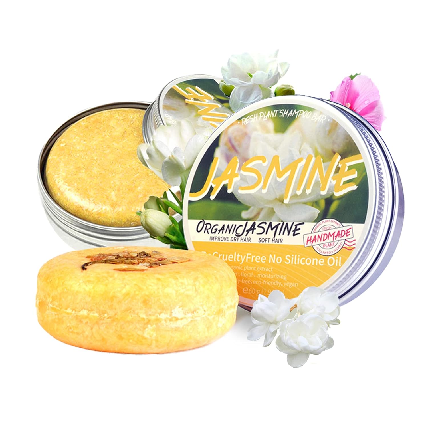 2Pcs Jasmine Hair Regrowth Shampoo Bar，Anti Hair Loss