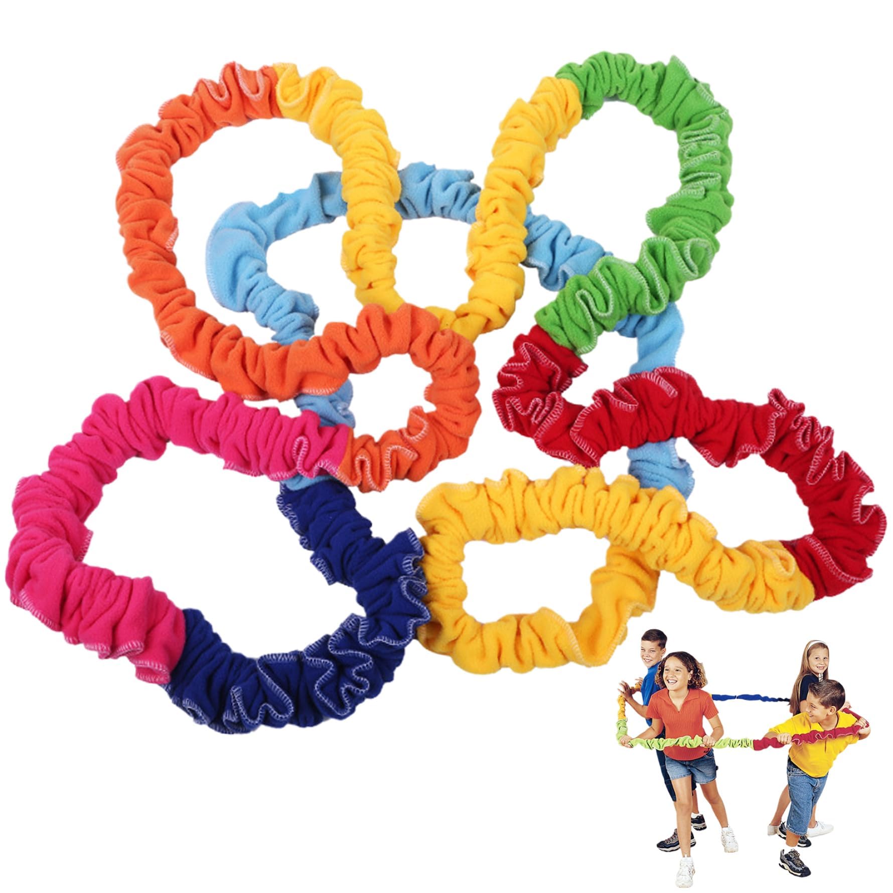16.4ft Elastic Fleece Cooperative Stretchy Band Integrations Dynamic Movement Exercise Latex Creative Prop for Group Activities Special Needs Large Motor Coordination