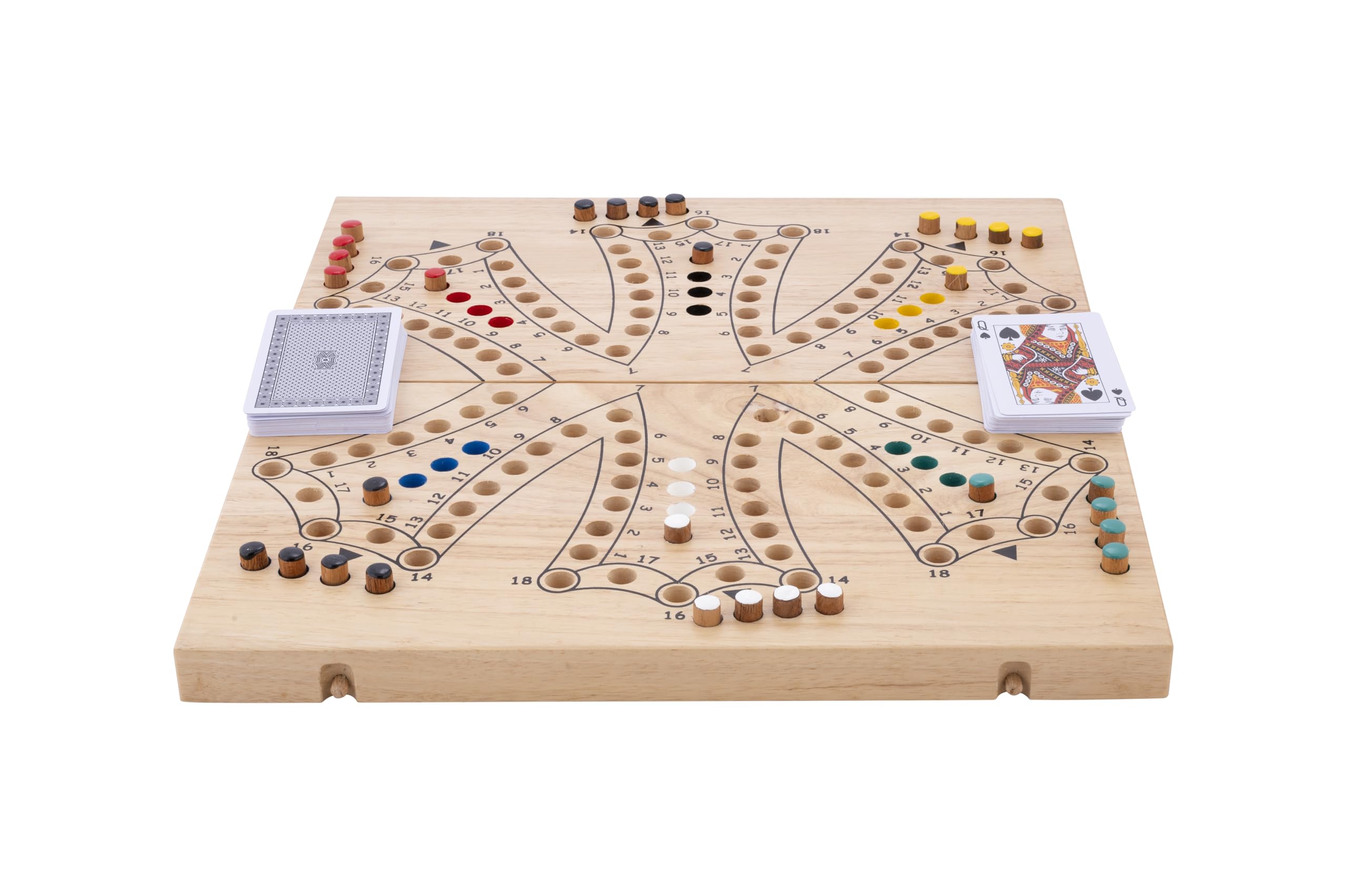Engelhart - 350264 - Juego de Tock XL de Madera con Estuche Plegable de Caucho – 6 Jugadores – Juego Tradicional Canadiense – Juego con Cartas – Desde 6 años