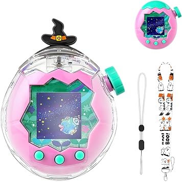 Case for Tamagotchi Paradise PC Protective Hard Shell with Cute Cartoon Cover & Detachable Halloween Lanyard,Durable Protective Housing for Tamagotchi Paradise Virtual Pet Machine[Wizard Hat]