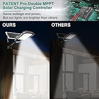 Vista 2 de Gebosun Luces de calle solares LED de 200 W, 66000 lm 6000 K, impermeable, luz de inundación solar para exteriores, luz de patio de seguridad