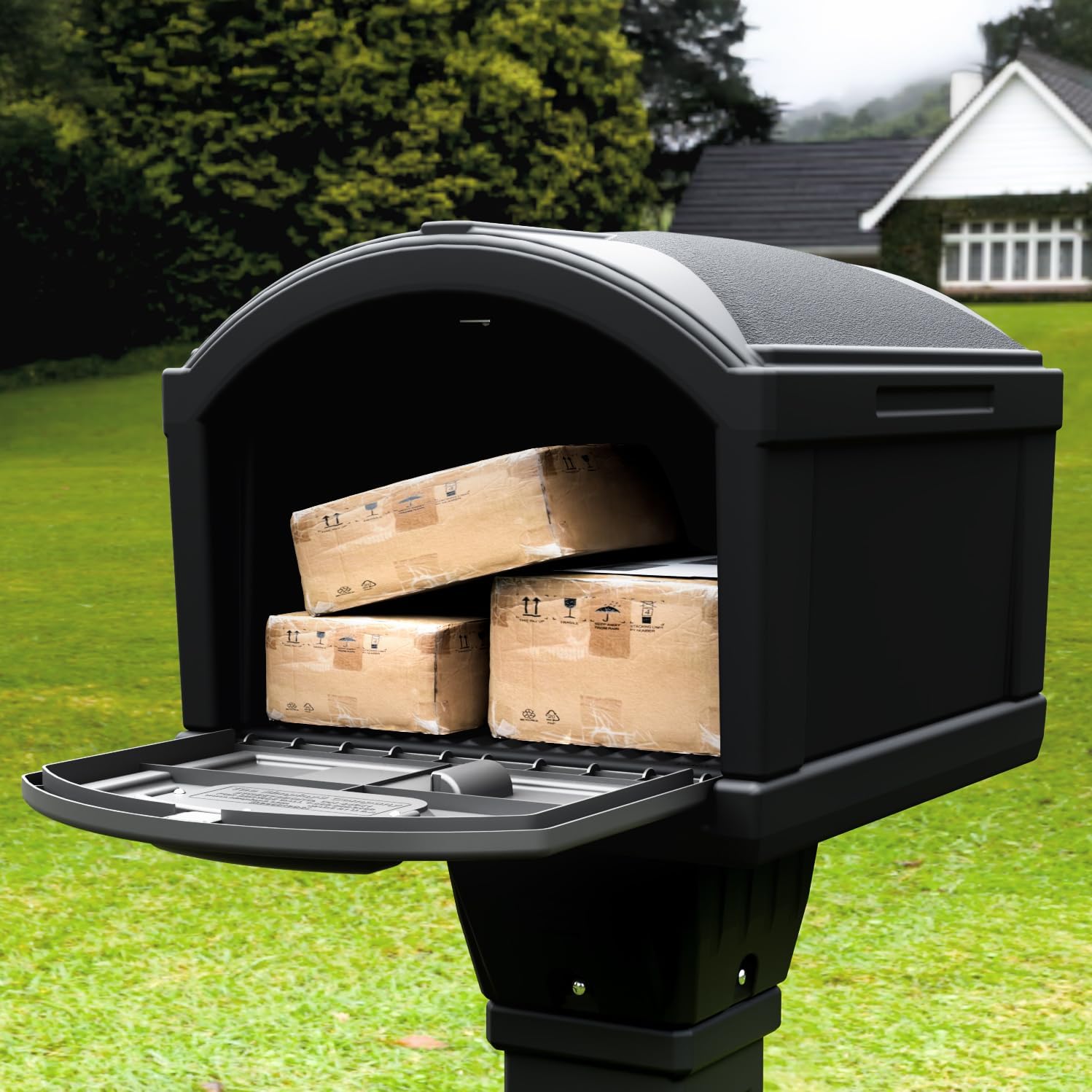 Simplay3 USPS T4 Extra Large Capacity XL Mailbox and Post Cover with Durable Double-Wall Construction, Weather-Resistant Design, Black, Made in The USA