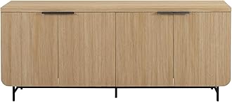 Reema Fluted 4-Door Kitchen Sideboard Buffet Console, 69 Inch, Coastal Oak