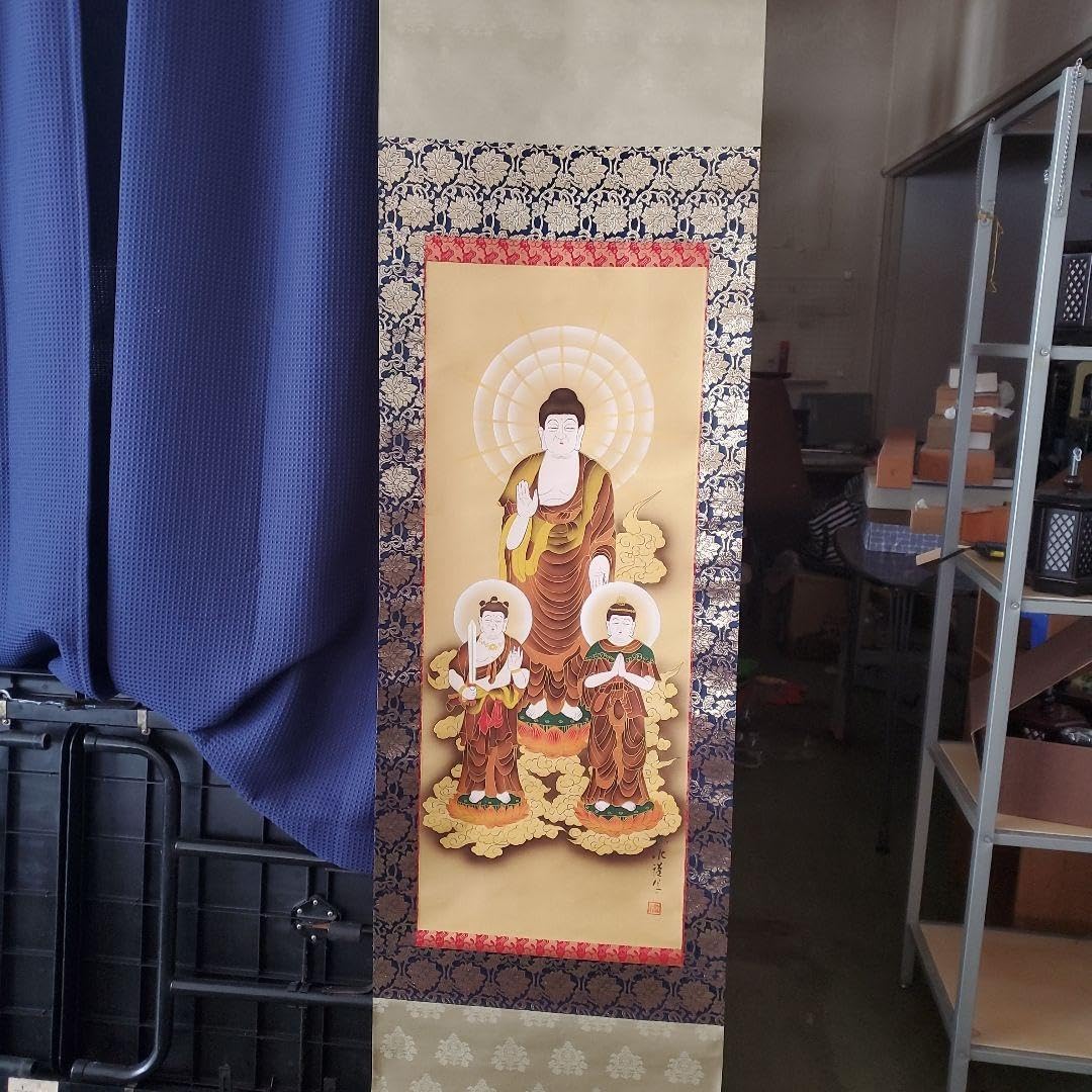 掛軸 金糸 高級西陣織 十三佛 善光寺大勧進箱書き 二重箱 掛軸 金糸 高級西陣織 十三佛 善光寺大勧進箱書き 二重箱